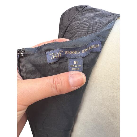 Brooks Brothers 346 Black Brocade Rose Patterned Cap Sleeve Shift Dress - 10 - Picture 7 of 10